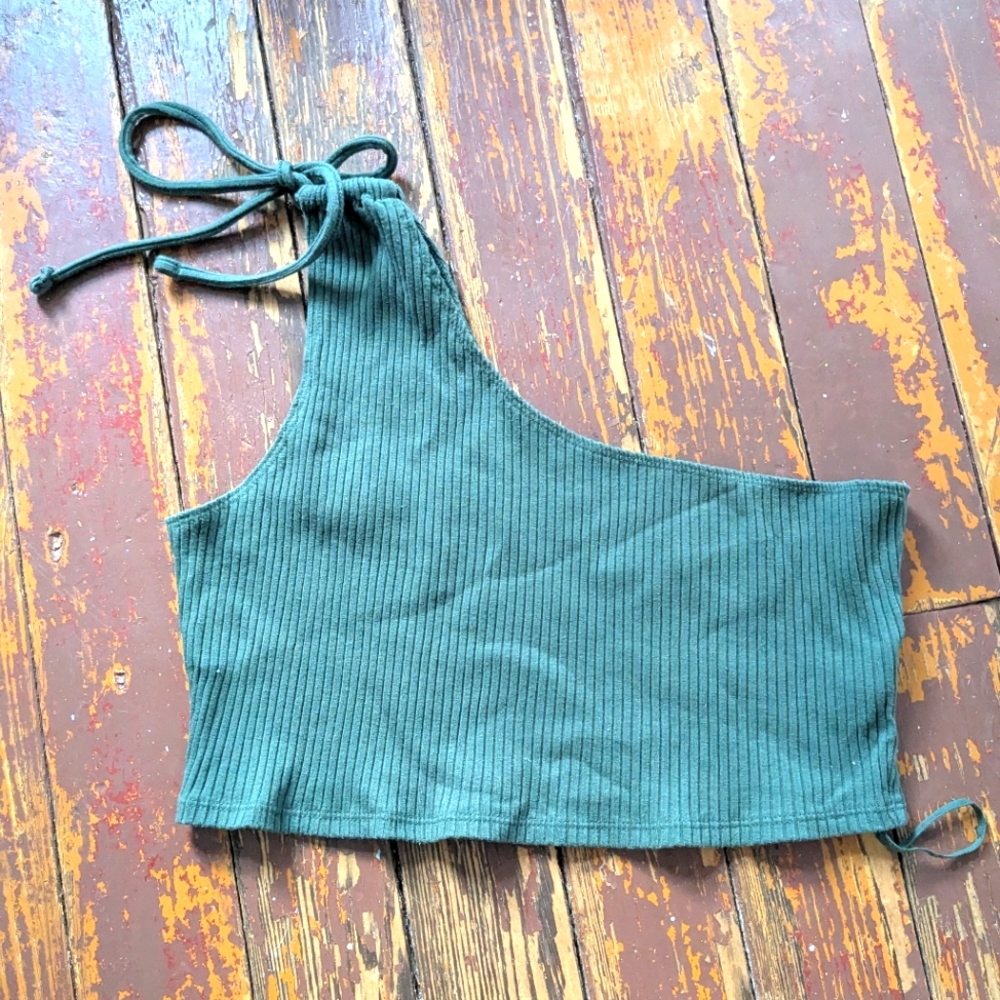 Aerie One Shoulder Green Top Sz Large